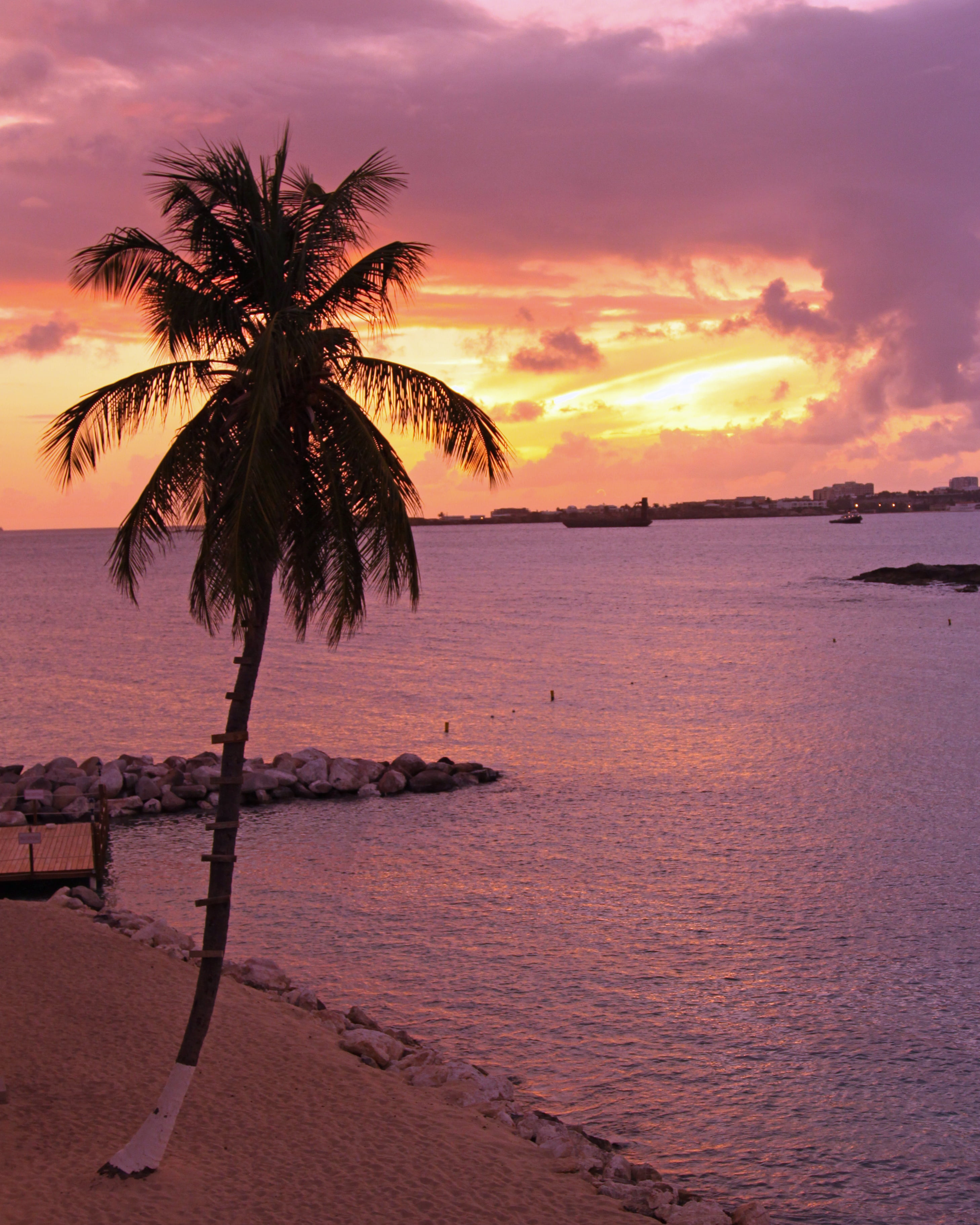 body of water during sunset