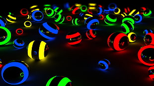 assorted-color portable speaker wallpaper, ball, lights, Cinema 4D, digital art