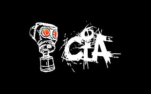 CIA text overlay, black, gas masks, minimalism, selective coloring HD wallpaper