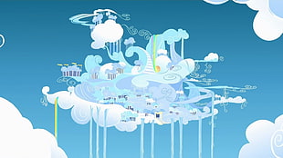 cloud city digital wallpaper, fantasy art, My Little Pony HD wallpaper