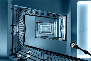black steel handrail, building, stairs HD wallpaper