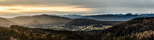 landscape photography of brown mountain during yellow sunset, graz HD wallpaper