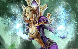 woman in purple costume sticker HD wallpaper