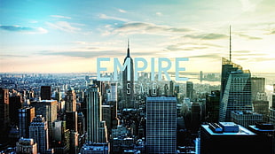 Empire State building with text overlay, New York City HD wallpaper