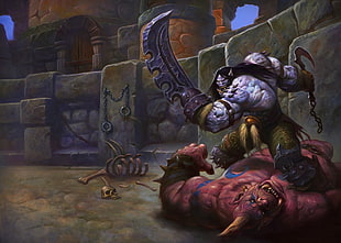 red monster illustration, World of Warcraft, World of Warcraft: Warlords of Draenor, Kargath, Bladefist HD wallpaper