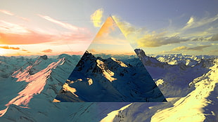 pyramid landmark, polyscape, abstract, nature, mountains HD wallpaper
