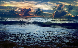 ocean waves during sunset HD wallpaper