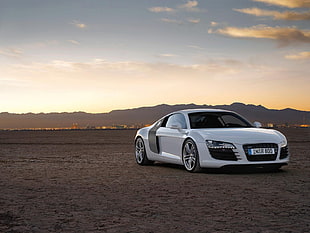 white Audi R8 coupe, Audi R8, car