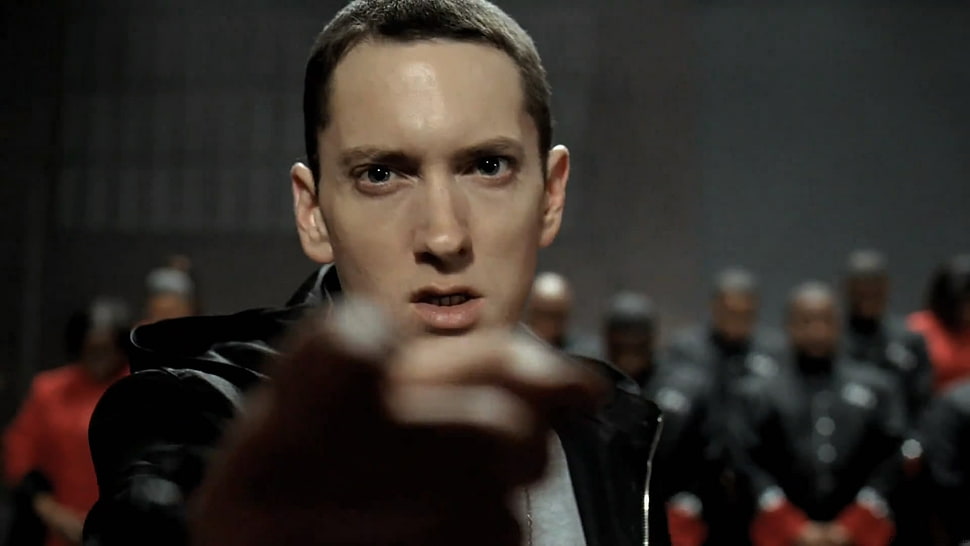 Eminem in black jacket HD wallpaper