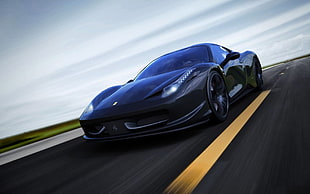 black Ferrari sports coupe, Ferrari, photography, shot, 458 italia HD wallpaper