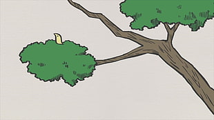 green tree, minimalism, birds, trees HD wallpaper