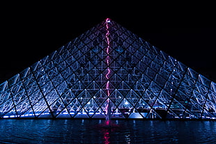 pink LED light, Louvre, Paris, France HD wallpaper