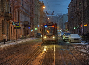 white bus, St. Petersburg, cityscape, tram, vehicle HD wallpaper
