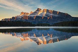 grey mountain, nature, Canada, landscape, lake HD wallpaper