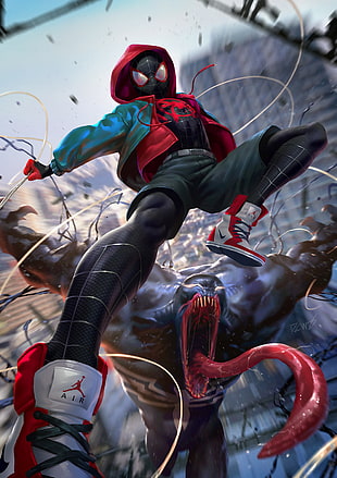 Venom poster, digital art, Venom, Miles Morales, Spider-Man HD wallpaper