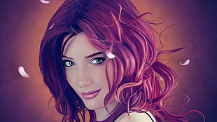 female with red hair digital wallpaper HD wallpaper