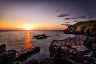 panoramic photography of sea during golden hour, stoer HD wallpaper