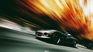 gray sports coupe, VIPER, Dodge Viper, car, motion blur HD wallpaper