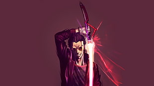 man holding sword anime character, No More Heroes HD wallpaper