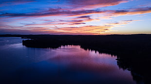 blue ocean, River, Evening, Sky