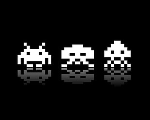 video games, Space Invaders, monochrome, pixel art HD wallpaper