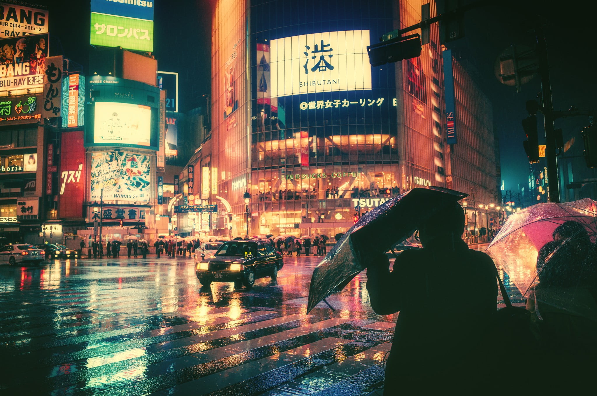 black and brown wooden table, photography, Japan, night, Shibuya