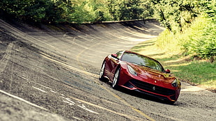 red car, Ferrari, red cars, road, car