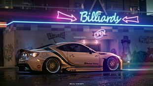 white Subaru BRZ Need For Speed 2015 digital wallpaper, car, neon, vehicle, Subaru