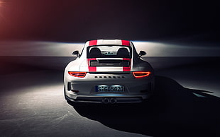 silver Porsche car, Porsche 911R, car, vehicle, spotlights