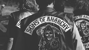 man wearing black Sons of Anarchy jacket HD wallpaper