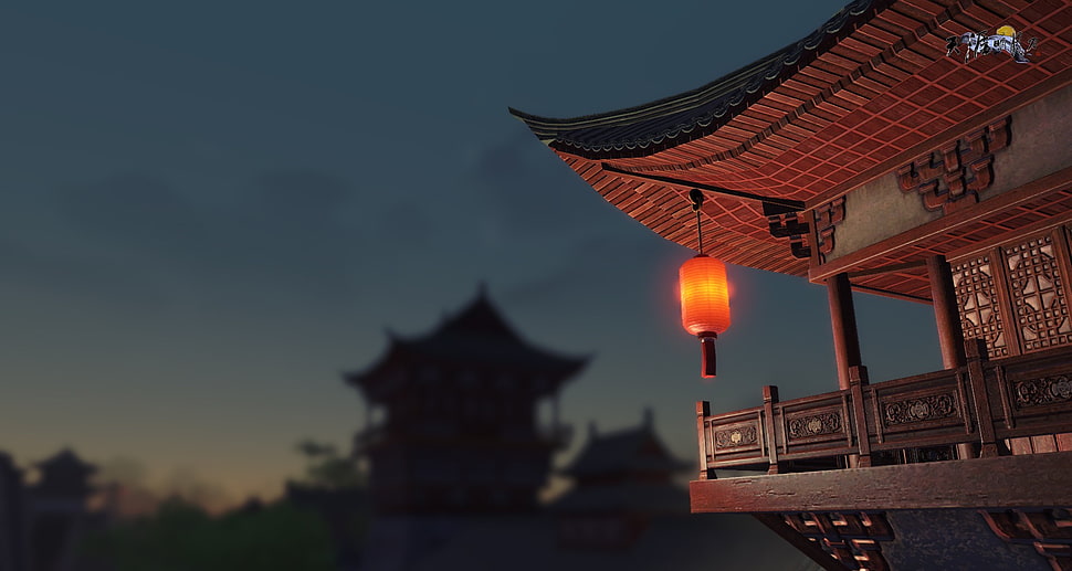 orange and red hanging lamp, WuXia, China, video games HD wallpaper