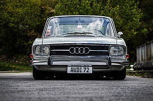 silver Audi car, car, Audi, road, lowrider HD wallpaper