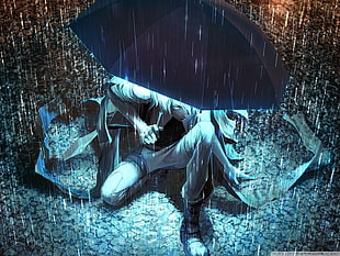 man anime holding umbrella wallpaper HD wallpaper