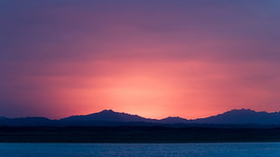 silhouette photo of mountains during sunset, sunset, nature, landscape