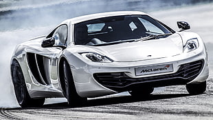 white Mercedes-Benz sedan, McLaren MC4-12C, silver cars, vehicle, McLaren