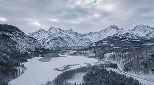 white snow-covered mountain range