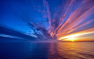 panoramic photo of ocean during golden hour