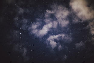 white clouds, stars, sky, clouds