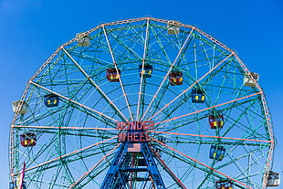 blue and green ferris wheel HD wallpaper