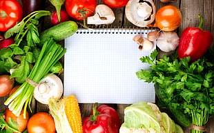 assorted vegetables and white paper photography HD wallpaper