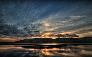 body of water, nature, sunset, sky, lake HD wallpaper