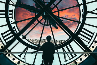 silhouette photo of tower clock HD wallpaper