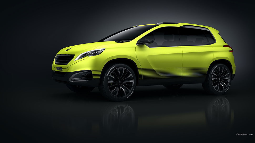 yellow and black coupe die-cast model, Peugeot 2008, concept cars HD wallpaper