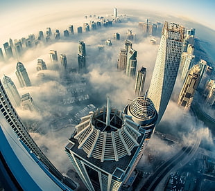 aerial photo of high-rise buildings, Dubai, clouds, building, city