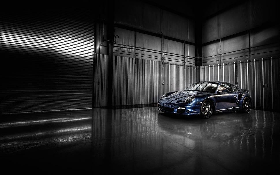 blue coupe, Porsche, Porsche 911 Turbo, car HD wallpaper