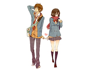 man and woman wearing school uniform anime character digital wallpaper HD wallpaper