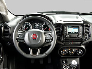 black FIAT multi-function steering wheel, car, car interior HD wallpaper