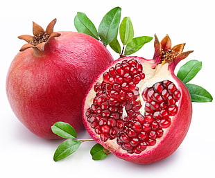 two red pomegranates