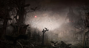 cemetery poster, artwork, Gothic, Diablo III, video games HD wallpaper