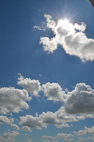 white clouds, sky, clouds, Sun